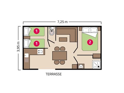 MOBILHOME 4 personnes - Bahia 4 personnes
