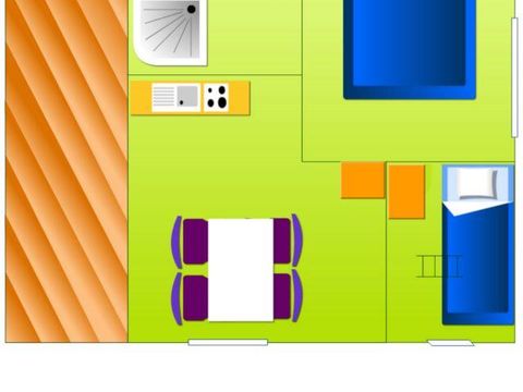 CHALET 4 personnes - STANDARD NEMO 20m²  2 chambres - terrasse semi-couverte