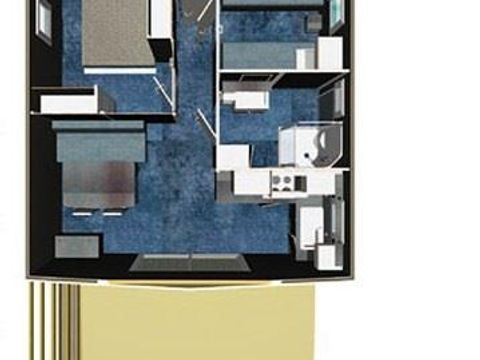Chalet 4 personnes - Confort 26.5m² - 2 chambres - Terrasse couverte - TV