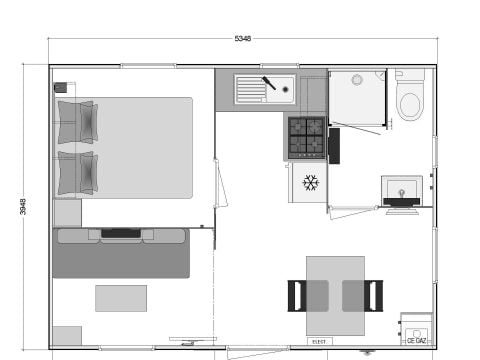 MOBILHOME 2 personnes - Mobil-home Premium 19m² (1 chambre) + Lave-vaisselle + Terrasse semi-couverte 11m²