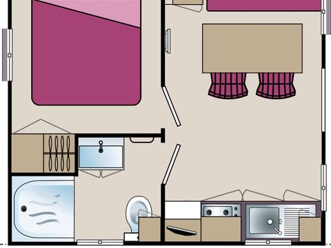 MOBILHOME 2 personnes - duo terrasse coté étang