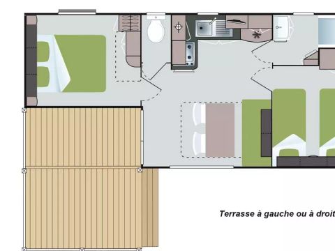 Mobilhome 4/6 personnes - Confort - 3 Pièces - Côté Camping - TV