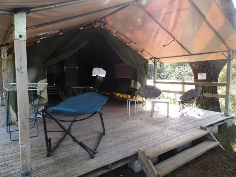 Tente en toile et en bois 5 personnes - Tente Lodge - 3 Pièces - Sans Sanitaires