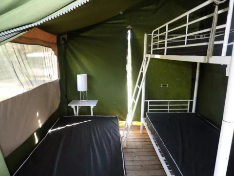 Tente en toile et en bois 5 personnes - Tente Lodge - 3 Pièces - Sans Sanitaires