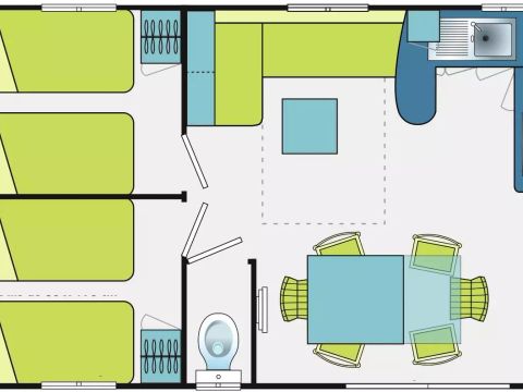 Mobilhome 6/8 personnes - Premium - 4 Pièces - Côté Etang - TV
