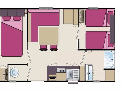 Mobilhome 4/6 personnes - Confort - 3 Pièces - Côté Étang - TV