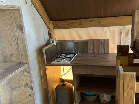 Tente en toile et en bois 5 personnes - Tente Eco Lodge - 3 Pièces - Sans Sanitaire