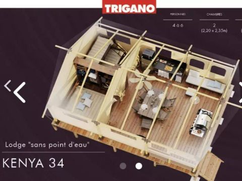 Tente en toile et en bois 4 personnes - Tente Lodge Kenya - 3 Pièces - Sans Sanitaire