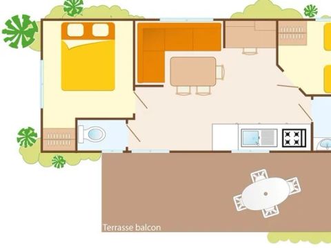MOBILHOME 6 personnes - Mobil-home | Classic | 2 Ch. | 4/6 Pers. | Terrasse surélevée | Clim.