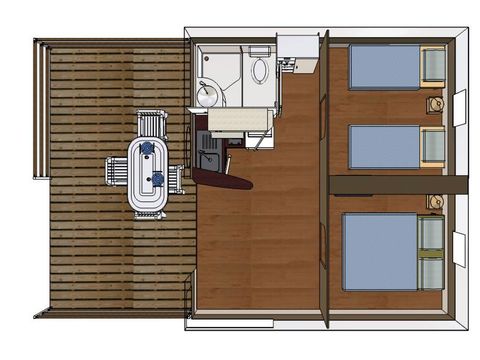 TENTE TOILE ET BOIS 5 personnes - Grand lodge 25m² (2 chambres) 5 pers