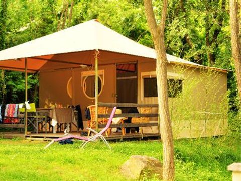 TENTE TOILE ET BOIS 5 personnes - Grand lodge 25m² (2 chambres) 5 pers