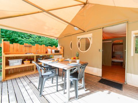 TENTE TOILE ET BOIS 5 personnes - Grand lodge 25m² (2 chambres) 5 pers