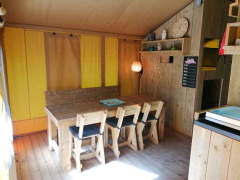 Tente en toile et en bois 6 personnes - Tente Safari 6 places climatisé 6 pers