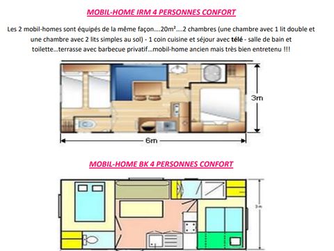 MOBILHOME 2 personnes - IRM ou BK confort
