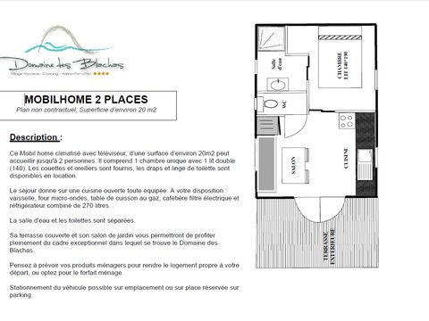 MOBILHOME 2 personnes - TERRASSE CLIM TV
