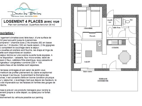 GÎTE 4 personnes - Pavillon avec vue - 1 chambre avec Clim + terrasse et TV