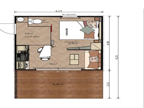 Chalet 2 personnes - Chalet 16 m² Confort +