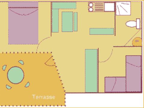 BUNGALOW 3 personnes - AZUR (sans draps ni serviettes)