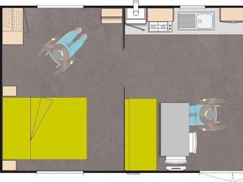 MOBILHOME 5 personnes - Cottage 33 m² Mobilté réduite 2 chambres TV/CLIM