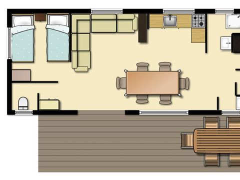 MOBILHOME 6 personnes - Cottage Confort "Camargue" 29m² 3ch 4/6 pers
