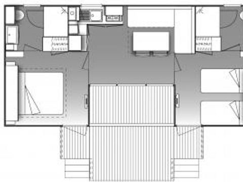 MOBILHOME 4 personnes - Mobil home Premium 32m² 2 chambres + 2 salles de bain + lit 160 + 2 TV + climatisation
