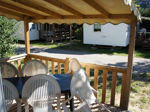 MOBILHOME 7 personnes - Mobil home Premium 32 m² 3 chambres + terrasse 12m² semi-couverte (9m²) + TV + clim 6/7 pers