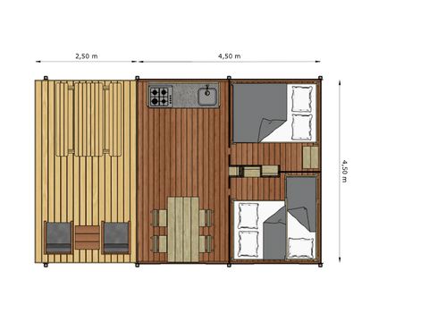 Tente en toile et en bois 5 personnes - Glamptent Basic