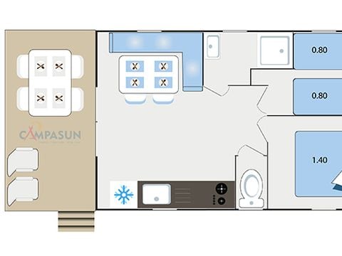 MOBILHOME 4 personnes - Méditerranée - 24m² - 2 chambres