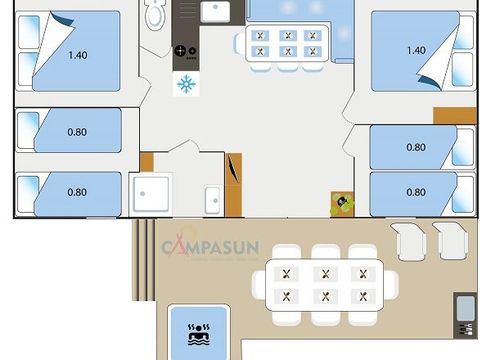 MOBILHOME 8 personnes - Prestige avec Spa - 36m² - 4 chambres