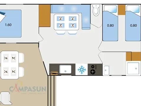 MOBILHOME 4 personnes - Castellet  - 28 m² - 2 chambres + plancha