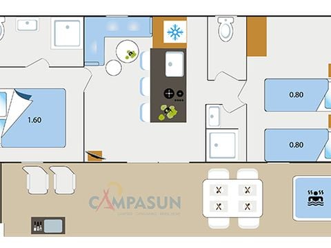 MOBILHOME 4 personnes - Key West avec Spa - 38m² - 2 chambres