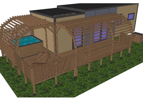 MOBILHOME 6 personnes - TAOS Luxe 40m2 terrasse couverte + Jacuzzi privatif - 6 pers 3 chambres 2 sdb - clim