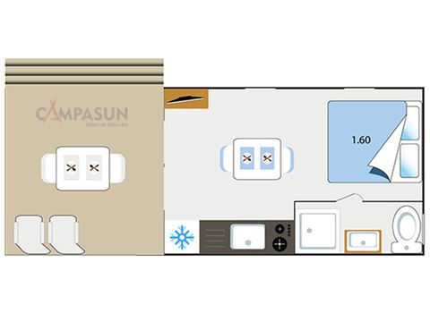 Mobilhome 2 personnes - Key westotel - 20m² - 1 chambre