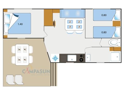 Mobilhome 4 personnes - Caraïbe - 24m² - 2 chambres