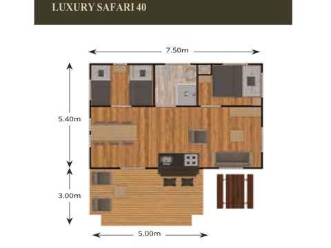 Tente en toile et en bois 5 personnes - LUXURY SAFARI LODGE