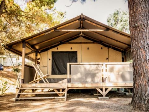 TENTE TOILE ET BOIS 5 personnes - Corsica Lodge, 2 chambres - arrivée le samedi en haute saison