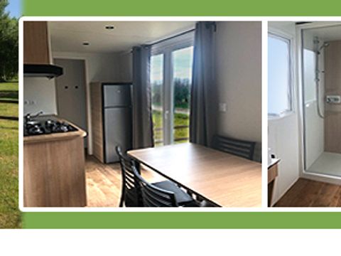 MOBILHOME 5 personnes - 2 chambres premium 32m2 avec terrasse couverte de 18m2 lave vaisselle ,2 transats