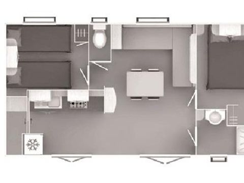 MOBILHOME 4 personnes - Confort 29m² 2 chambres + terrasse + serviettes et draps + TV