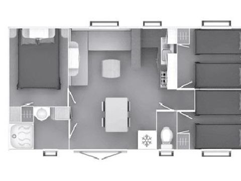 MOBILHOME 6 personnes - Mobile-Home Standard Moderne 35m² (3ch.-6pers) + TV + Terrasse