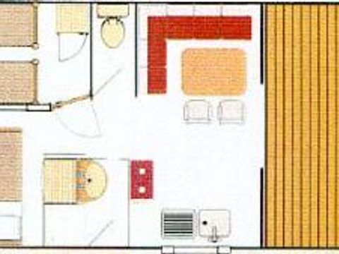 MOBILHOME 4 personnes - Mobil-home Standard 24m² 2 chambres + terrasse couverte 7m² + bord de Loire + TV