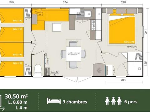 MOBILHOME 7 personnes - HOMEFLOWER PREMIUM