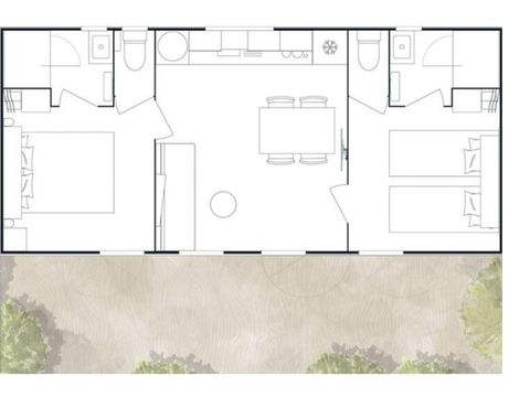 MOBILHOME 6 personnes - Mobil-home Confort+ 6 personnes 2 chambres 2 sdb