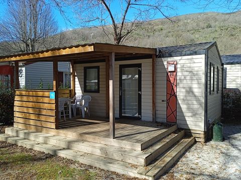 MOBILHOME 2 personnes - Confort 23m² - 1 chambre + Terrasse couverte + Clim réversible + TV