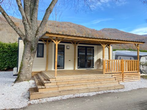 MOBILHOME 4 personnes - Confort 27m² - 2 chambres + Terrasse couverte + Clim réversible + TV