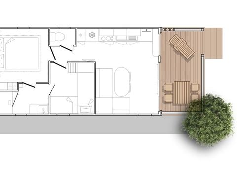 MOBILHOME 4 personnes - Mahana 4 personnes 2 chambres 28m²