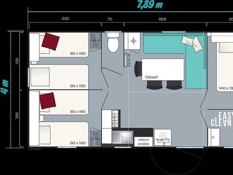 MOBILHOME 6 personnes - 3 chambres, 31m2 catégorie 3