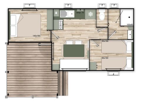MOBILHOME 4 personnes - COTTAGE PRIVILEGE - Vue Réserve Africaine
