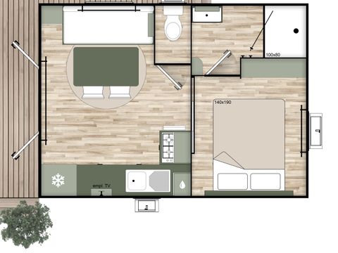 MOBILHOME 2 personnes - LA SUITE 2 personnes - Quartier Réserve -