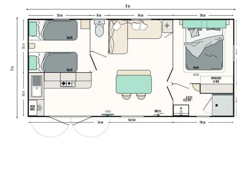 MOBILHOME 5 personnes - RIVIERA - 2 chambres - TV