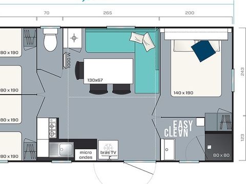 Mobilhome 6 personnes - COTTAGE 3 chambres